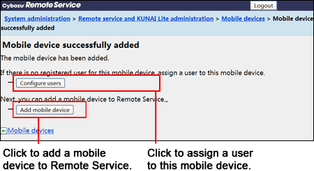 "Mobile devices" screen