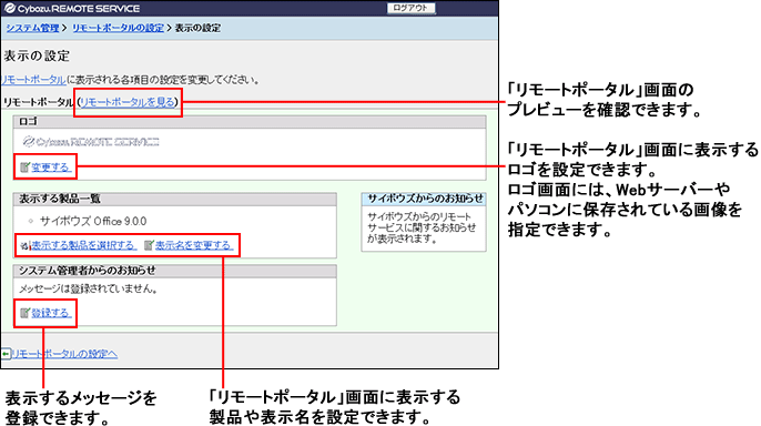 「表示の設定」画面